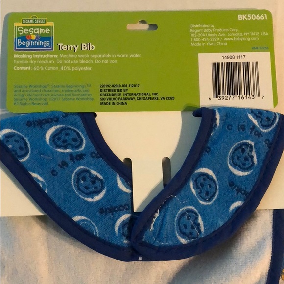 Sesame Street Cookie Monster Baby Set Bib & Cloths - Picture 6 of 6